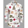 Chemise de vacances pour homme, imprimé éléments de Noël, manches longues, boutonnée - Blanc XXXXXL | US 20