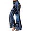 Pantalon évasé bohème à imprimé floral color-block, taille haute élastique, pantalon long - Bleu XXL | US 14