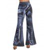 Pantalon évasé tie-dye, pantalon long élastique taille haute - Bleu de Minuit XXL | US 14