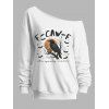 Sweat-shirt d'Halloween à imprimé lettre Raven Pumpkin Bat et col incliné - Blanc XXL | US 14