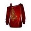 Sweat-shirt de vacances à imprimé sapin de Noël avec boucle et col incliné - Rouge foncé XXL | US 14