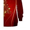 Sweat-shirt de vacances à imprimé sapin de Noël avec boucle et col incliné - Rouge foncé XXL | US 14