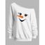 Sweat-shirt de Noël mignon à imprimé bonhomme de neige et col incliné - Blanc XXL | US 14