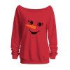 Sweat-shirt de Noël mignon à imprimé bonhomme de neige et col incliné - Rouge XXL | US 14