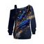 Sweat-shirt à imprimé plumes, feuilles et pois, avec boucle et col incliné - Bleu de Minuit XXL | US 14
