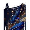 Sweat-shirt à imprimé plumes, feuilles et pois, avec boucle et col incliné - Bleu de Minuit XXL | US 14