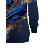 Sweat-shirt à imprimé plumes, feuilles et pois, avec boucle et col incliné - Bleu de Minuit XXL | US 14