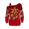 Sweat-shirt de Noël imprimé flocon de neige avec boucle et col incliné - Rouge XXL | US 14
