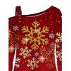 Sweat-shirt de Noël imprimé flocon de neige avec boucle et col incliné - Rouge XXL | US 14