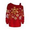 Sweat-shirt de Noël imprimé flocon de neige avec boucle et col incliné - Rouge XXL | US 14