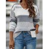 Pull tricoté colorblock, col en V, épaules tombantes, manches longues - Gris Clair XL | US 10