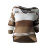 Pull tricoté colorblock, col en V, épaules tombantes, manches longues - Brun XL | US 10