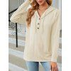 Sweat à capuche en tricot torsadé de couleur unie, pull à manches longues avec cordon de serrage - Beige XL | US 10