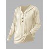 Sweat à capuche en tricot torsadé de couleur unie, pull à manches longues avec cordon de serrage - Beige XL | US 10