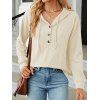 Sweat à capuche en tricot torsadé de couleur unie, pull à manches longues avec cordon de serrage - Beige XL | US 10