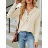 Sweat à capuche en tricot torsadé de couleur unie, pull à manches longues avec cordon de serrage - Beige XL | US 10
