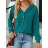 Sweat à capuche en tricot torsadé de couleur unie, pull à manches longues avec cordon de serrage - Paon Bleu XL | US 10