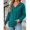 Sweat à capuche en tricot torsadé de couleur unie, pull à manches longues avec cordon de serrage - Paon Bleu XL | US 10