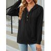 Sweat à capuche en tricot torsadé de couleur unie, pull à manches longues avec cordon de serrage - Noir XL | US 10