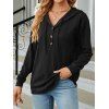 Sweat à capuche en tricot torsadé de couleur unie, pull à manches longues avec cordon de serrage - Noir XL | US 10