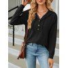 Sweat à capuche en tricot torsadé de couleur unie, pull à manches longues avec cordon de serrage - Noir XL | US 10