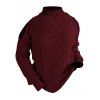 Pull de couleur unie en tricot torsadé à épaules dénudées et col montant - Rouge foncé XL | US 10