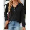Sweat à capuche en tricot torsadé de couleur unie, pull à manches longues avec cordon de serrage - Noir XL | US 10