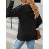 Sweat à capuche en tricot torsadé de couleur unie, pull à manches longues avec cordon de serrage - Noir XL | US 10