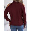 Pull de couleur unie en tricot torsadé à épaules dénudées et col montant - Rouge foncé XL | US 10