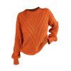 Pull de couleur unie texturé à manches lanternes ajourées - Orange XL | US 10