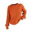 Pull de couleur unie texturé à manches lanternes ajourées - Orange XL | US 10
