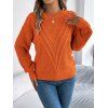 Pull de couleur unie texturé à manches lanternes ajourées - Orange XL | US 10