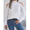 Pull de couleur unie en maille torsadée à épaules dénudées et col montant - Blanc XL | US 10