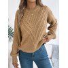 Pull de couleur unie texturé à manches lanternes ajourées - Bronze M | US 6
