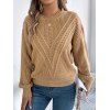 Pull de couleur unie texturé à manches lanternes ajourées - Bronze M | US 6
