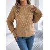 Pull de couleur unie texturé à manches lanternes ajourées - Bronze M | US 6