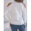 Pull de couleur unie en maille torsadée à épaules dénudées et col montant - Blanc XL | US 10