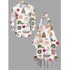 Holiday Couple Outfit Christmas Elements Print High Low Hoodie Dress and Shirt Set - Blanc S | US 4