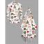 Holiday Couple Outfit Christmas Elements Print High Low Hoodie Dress and Shirt Set - Blanc S | US 4
