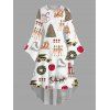 Holiday Couple Outfit Christmas Elements Print High Low Hoodie Dress and Shirt Set - Blanc S | US 4