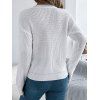 Pull de couleur unie texturé à manches lanternes ajourées - Blanc XL | US 10
