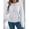 Pull de couleur unie texturé à manches lanternes ajourées - Blanc XL | US 10