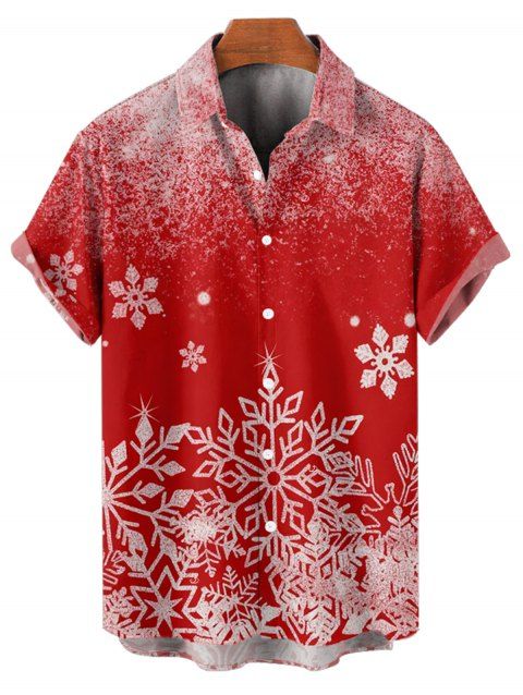 Chemise de Noël pour homme, chemise boutonnée à imprimé flocon de neige