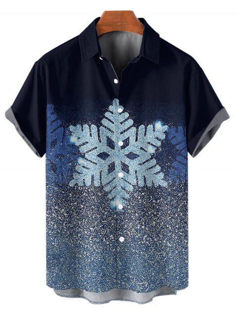 Chemise de Noël pour homme, boutonnée, imprimé flocon de neige brillant