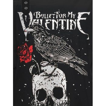 Gothic Sweatshirt Skull Raven Rose Letter Print Buckle Strap Skew Neck Sweatshirt