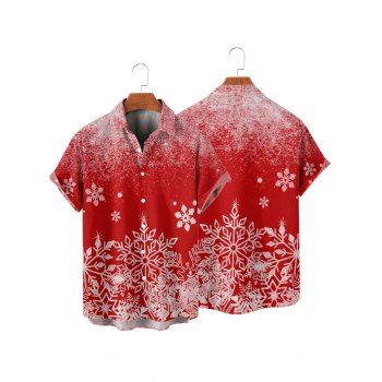 Christmas Couple Outfit Snowflake Print Faux Fur Mini Dress and Shirt Set