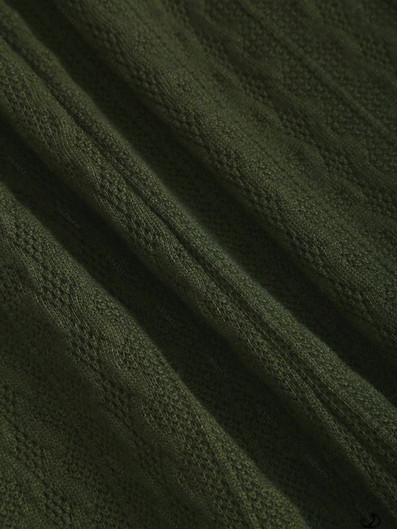Robe à carreaux en maille torsadée, col cintrée, manches longues et lacets - Vert profond XL | US 12