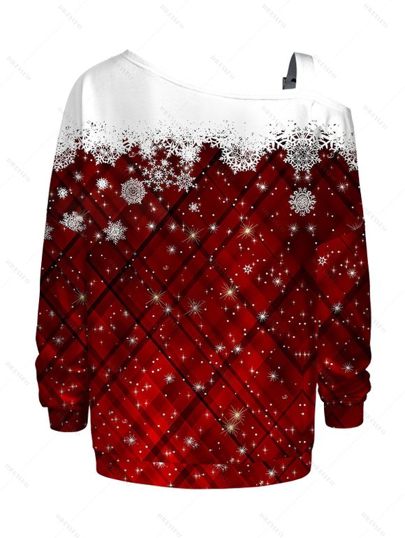 Christmas Outfit Plaid Snowflake Print Buckle Sweatshirt and Leggings Set - Rouge foncé S | US 4