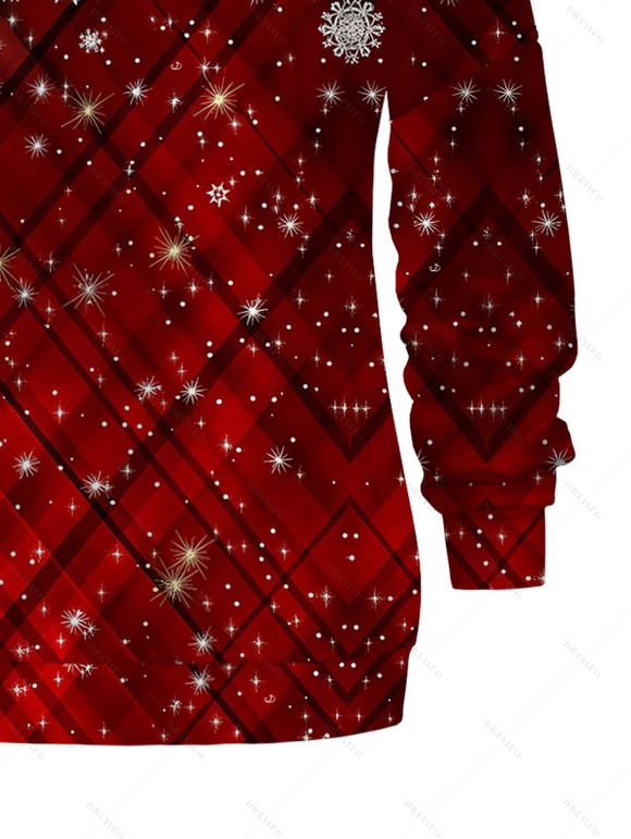 Christmas Outfit Plaid Snowflake Print Buckle Sweatshirt and Leggings Set - Rouge foncé S | US 4