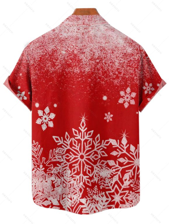 Chemise de Noël pour homme, chemise boutonnée à imprimé flocon de neige - Rouge 5XL